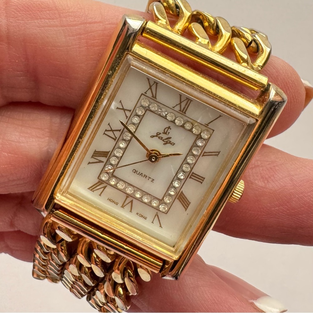 JALGA Vintage Gold Women's Quartz Watch with Chain Bracelet
